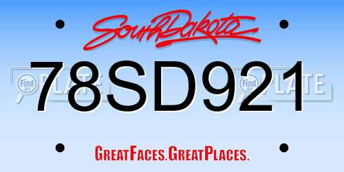 78SD921 South Dakota License Plate