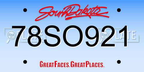 78SO921 South Dakota License Plate