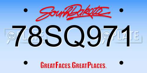 78SQ971 South Dakota License Plate
