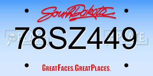 78SZ449 South Dakota License Plate