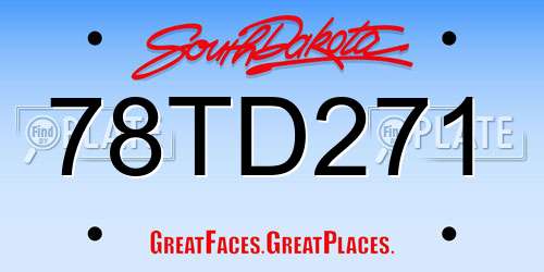 78TD271 South Dakota License Plate