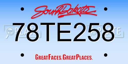 78TE258 South Dakota License Plate