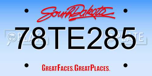 78TE285 South Dakota License Plate