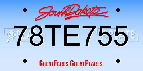 78TE755 South Dakota License Plate
