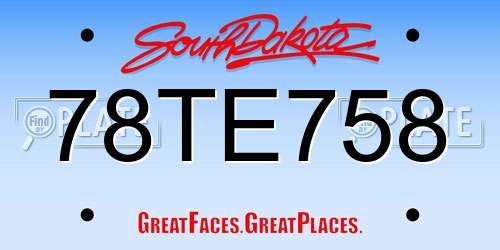 78TE758 South Dakota License Plate