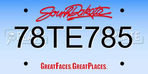 78TE785 South Dakota License Plate