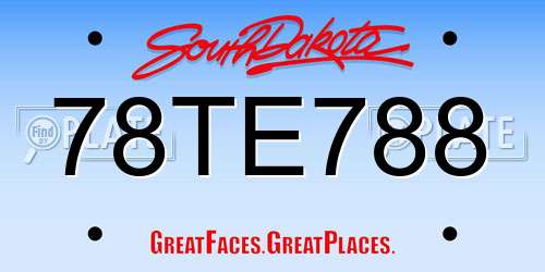 78TE788 South Dakota License Plate