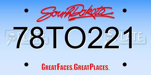 78TO221 South Dakota License Plate