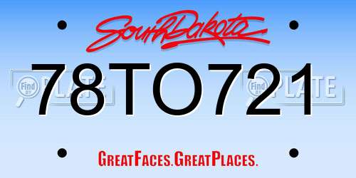 78TO721 South Dakota License Plate