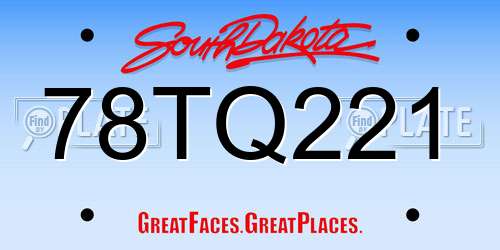 78TQ221 South Dakota License Plate