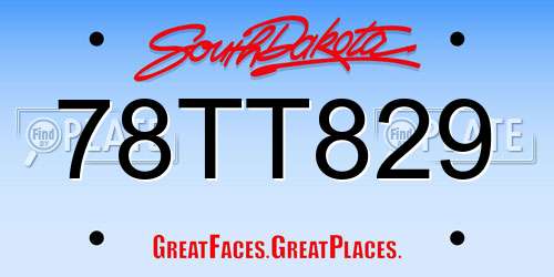78TT829 South Dakota License Plate