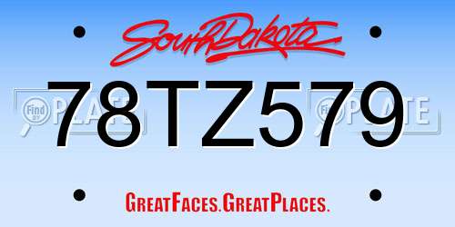 78TZ579 South Dakota License Plate