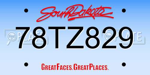 78TZ829 South Dakota License Plate