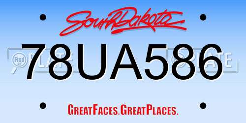 78UA586 South Dakota License Plate
