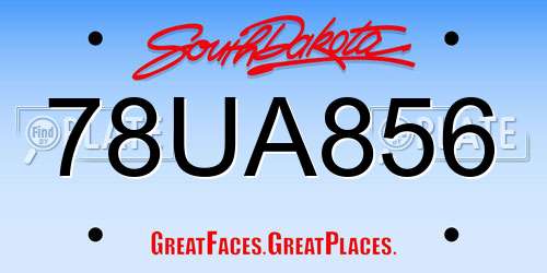 78UA856 South Dakota License Plate