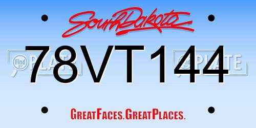 78VT144 South Dakota License Plate