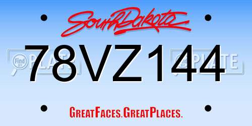 78VZ144 South Dakota License Plate