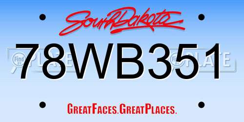 78WB351 South Dakota License Plate