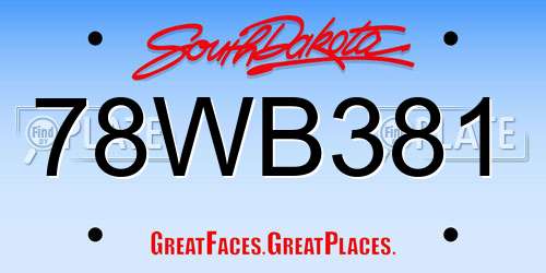 78WB381 South Dakota License Plate