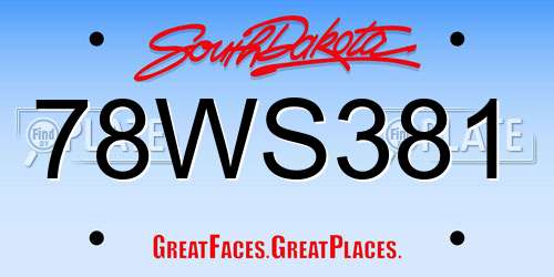 78WS381 South Dakota License Plate