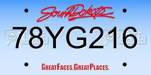78YG216 South Dakota License Plate