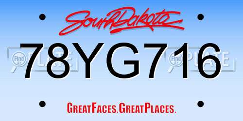 78YG716 South Dakota License Plate