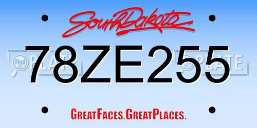 78ZE255 South Dakota License Plate