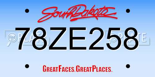78ZE258 South Dakota License Plate
