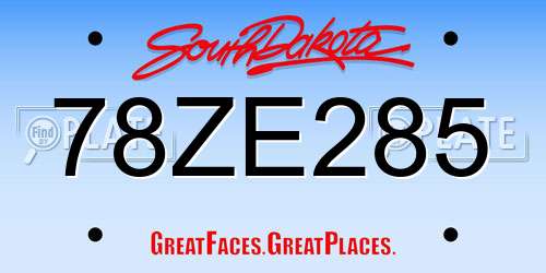 78ZE285 South Dakota License Plate