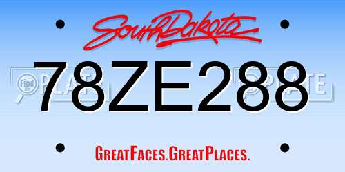 78ZE288 South Dakota License Plate