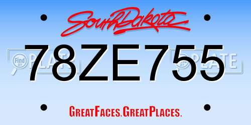 78ZE755 South Dakota License Plate