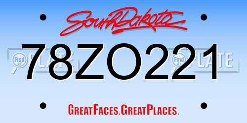 78ZO221 South Dakota License Plate