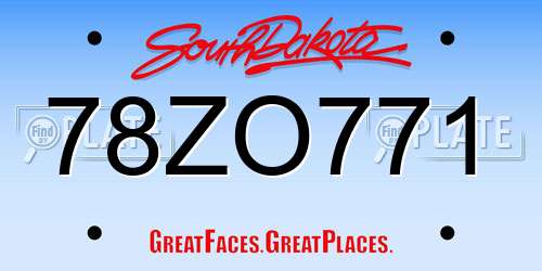 78ZO771 South Dakota License Plate