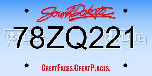 78ZQ221 South Dakota License Plate