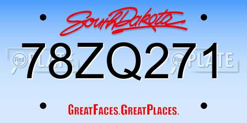 78ZQ271 South Dakota License Plate