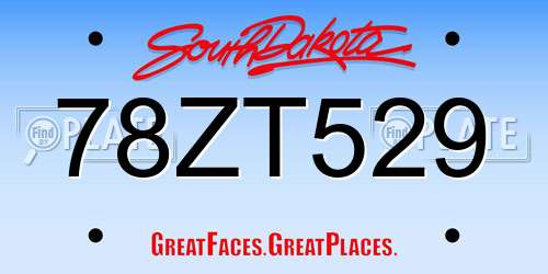 78ZT529 South Dakota License Plate