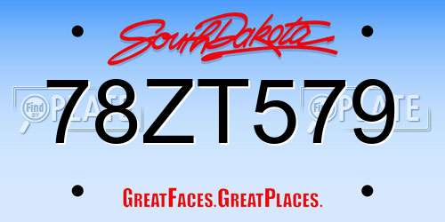 78ZT579 South Dakota License Plate