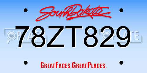 78ZT829 South Dakota License Plate