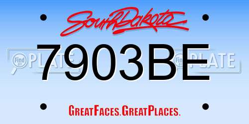 7903BE South Dakota License Plate