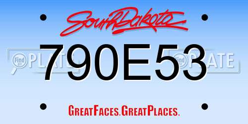 790E53 South Dakota License Plate
