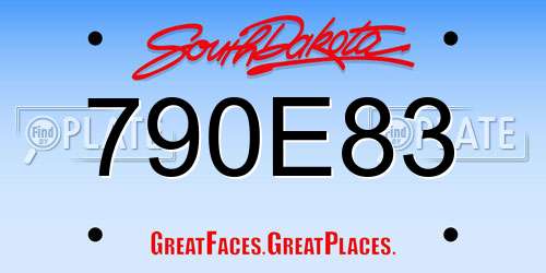 790E83 South Dakota License Plate