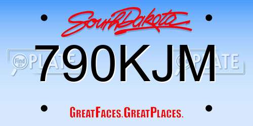 790KJM South Dakota License Plate