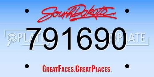 791690 South Dakota License Plate
