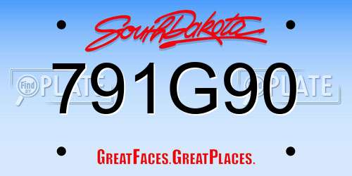 791G90 South Dakota License Plate