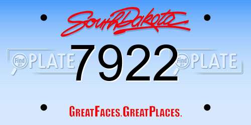 7922 South Dakota License Plate