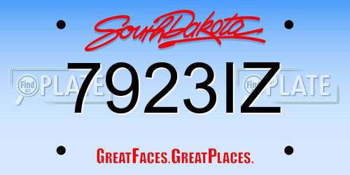 7923IZ South Dakota License Plate