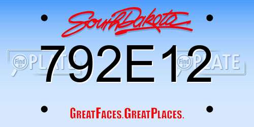 792E12 South Dakota License Plate