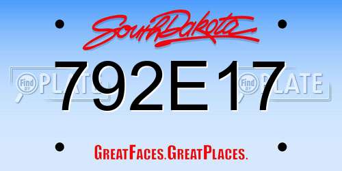 792E17 South Dakota License Plate