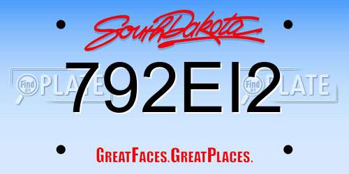 792EI2 South Dakota License Plate