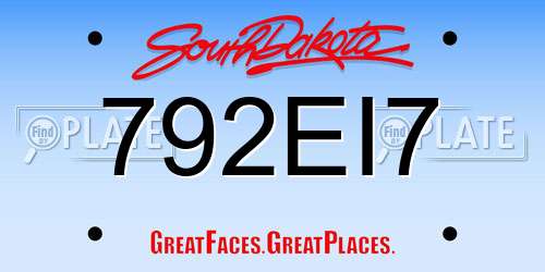 792EI7 South Dakota License Plate